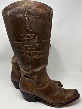 REBA BY JUSTIN McAlester Women’s Tall Distressed Leather Cowboy Boots Sz 10B